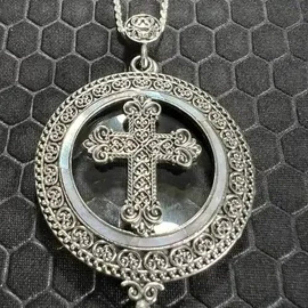 Cross Locket 18K White Gold Plated